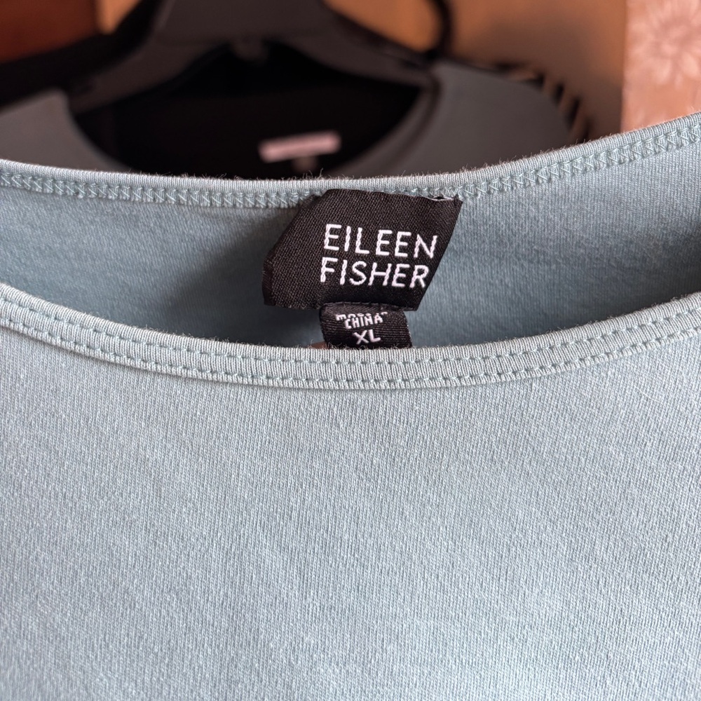 Eileen Fisher Round Neck 3/4 Sleeve 100% Cotton Ocean Blue Tee Shirt, Women’s XL - Picture 3 of 16